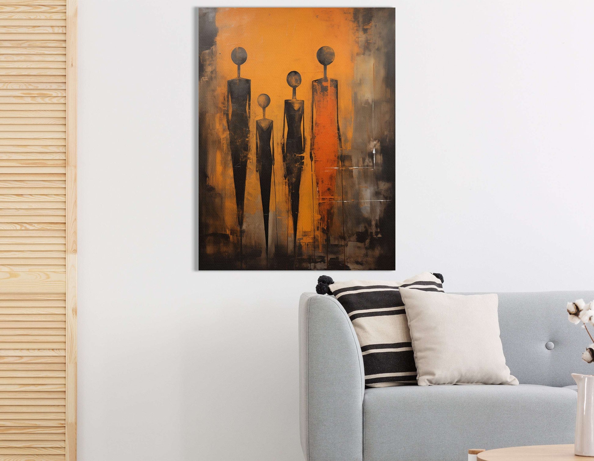 Obsidian and Amber Abstract Figures - Canvas Print - Artoholica Ready to Hang Canvas Print