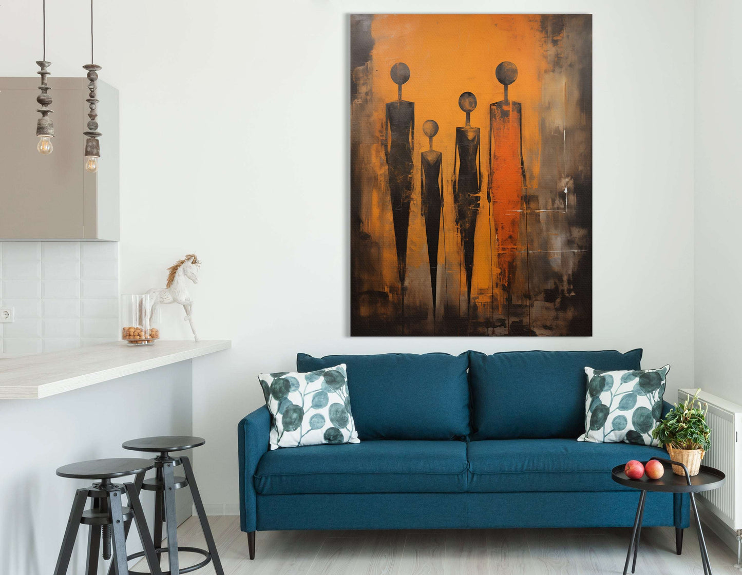 Obsidian and Amber Abstract Figures - Canvas Print - Artoholica Ready to Hang Canvas Print