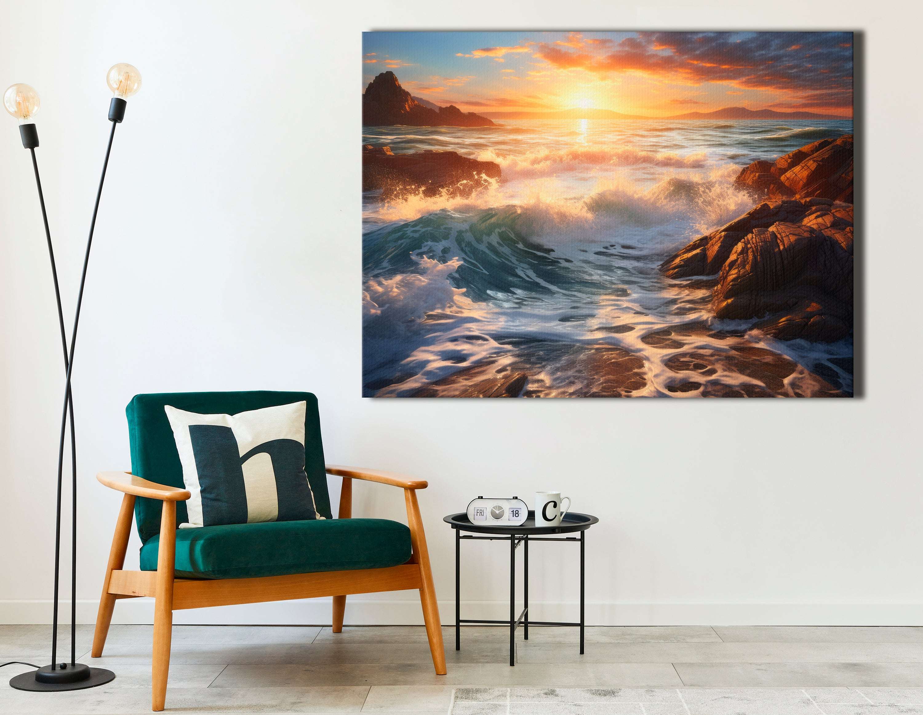 Ocean Waves and Rocky Shore - Canvas Print - Artoholica Ready to Hang Canvas Print