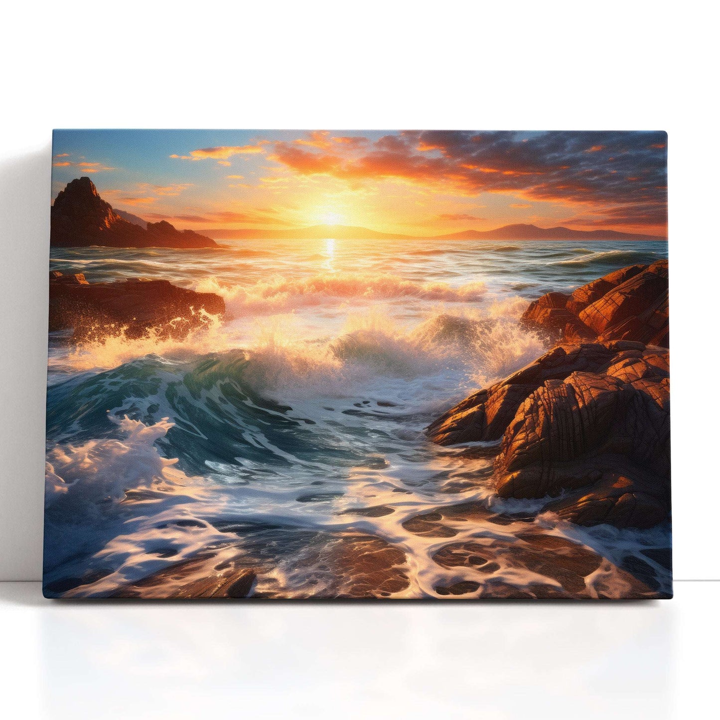 Ocean Waves and Rocky Shore - Canvas Print - Artoholica Ready to Hang Canvas Print