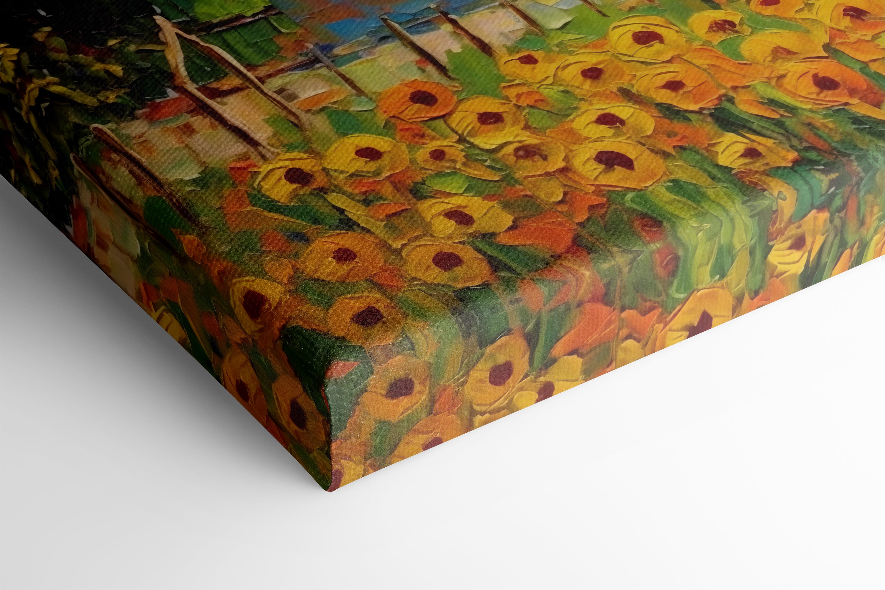 Old-Style House with Sunflower Garden - Canvas Print - Artoholica Ready to Hang Canvas Print