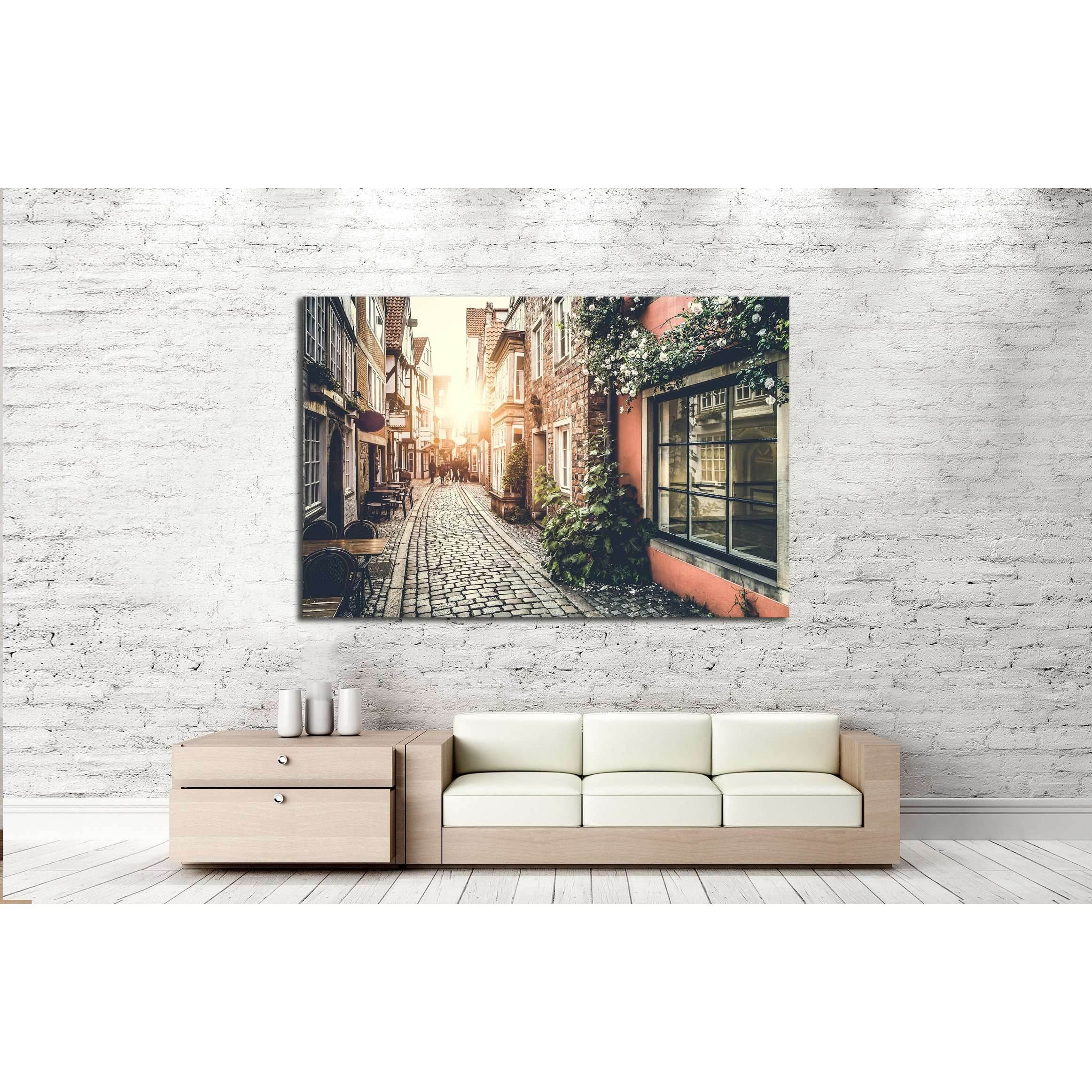 Old town in Europe at sunset with retro vintage №2648 Ready to Hang Canvas PrintCanvas art arrives ready to hang, with hanging accessories included and no additional framing required. Every canvas print is hand-crafted, made on-demand at our workshop and