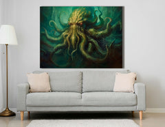 Ominous Green Amber Vision of Lovecraft’s Cthulhu - Canvas Print - Artoholica Ready to Hang Canvas Print