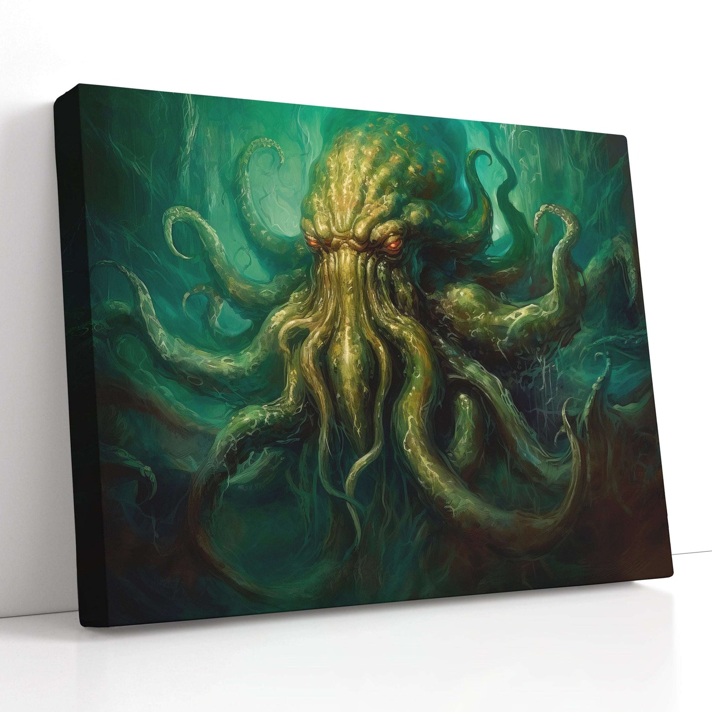 Ominous Green Amber Vision of Lovecraft’s Cthulhu - Canvas Print - Artoholica Ready to Hang Canvas Print