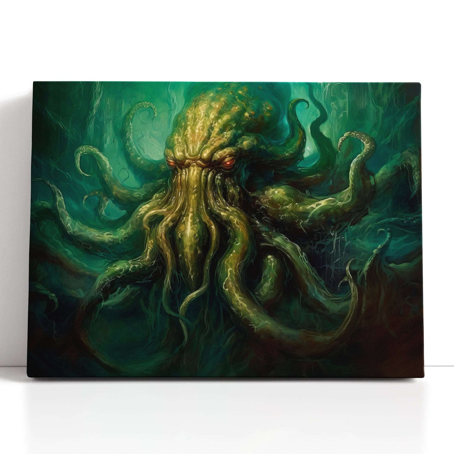 Ominous Green Amber Vision of Lovecraft’s Cthulhu - Canvas Print - Artoholica Ready to Hang Canvas Print