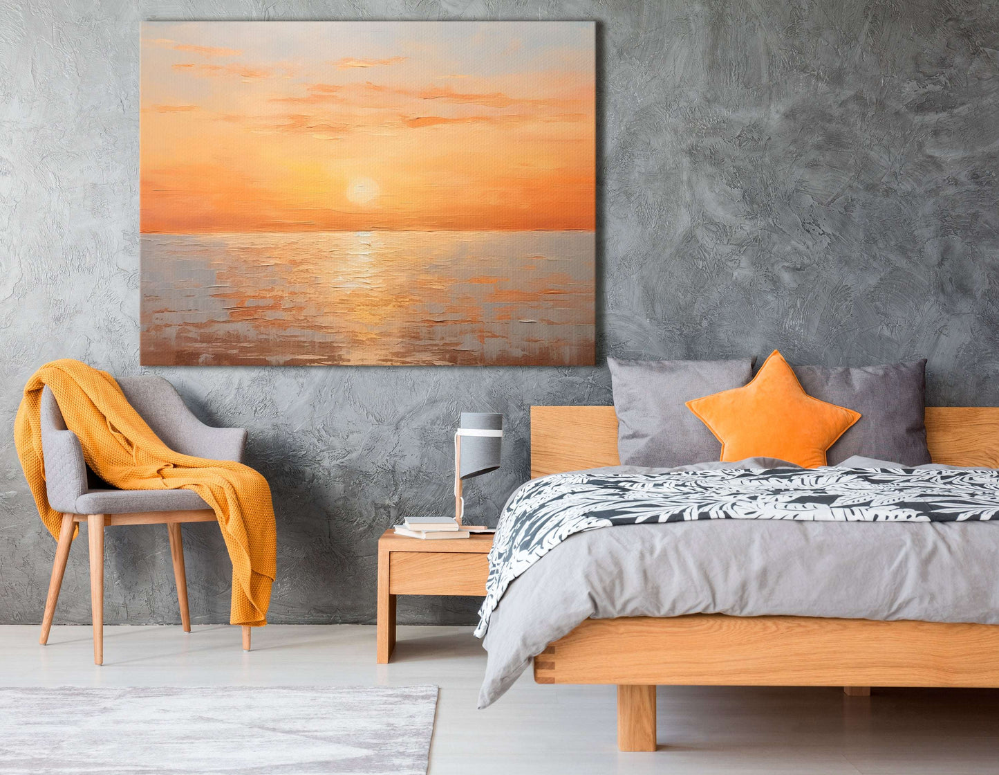 Orange Sunset over Light Silver Waters - Canvas Print - Artoholica Ready to Hang Canvas Print