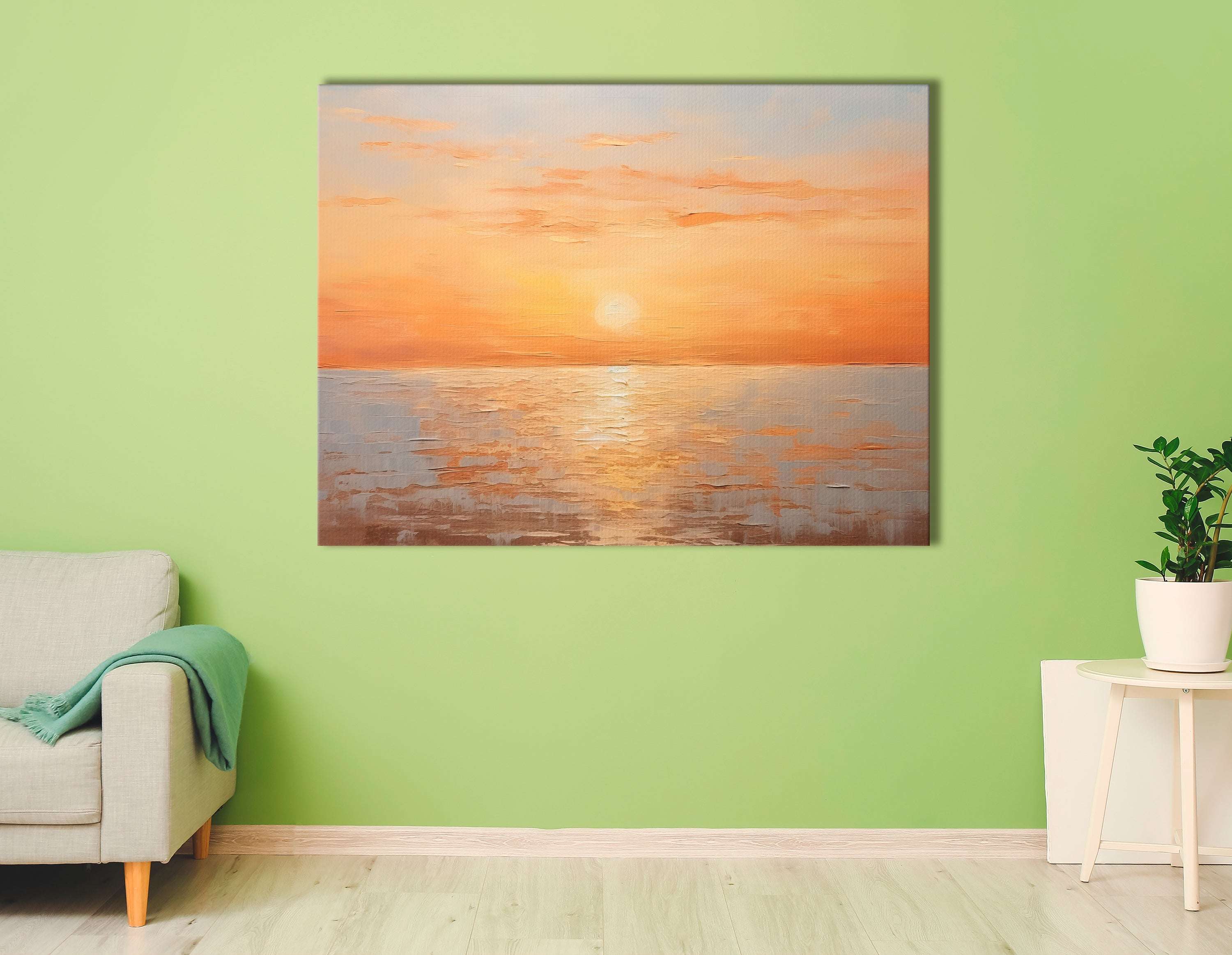 Orange Sunset over Light Silver Waters - Canvas Print - Artoholica Ready to Hang Canvas Print