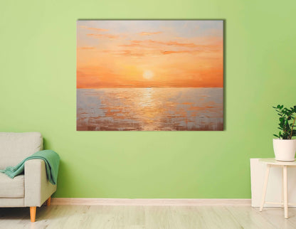 Orange Sunset over Light Silver Waters - Canvas Print - Artoholica Ready to Hang Canvas Print