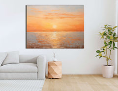 Orange Sunset over Light Silver Waters - Canvas Print - Artoholica Ready to Hang Canvas Print