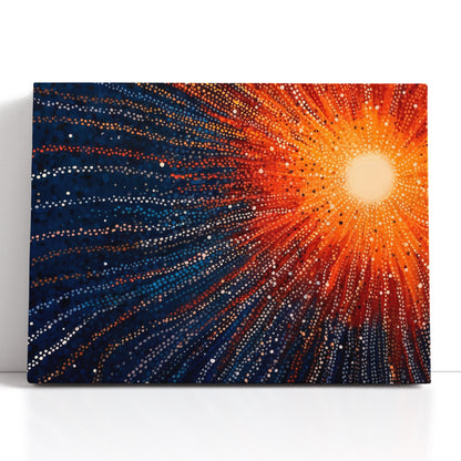 Orange Supernova on Blue in Pointillism Style - Canvas Print - Artoholica Ready to Hang Canvas Print