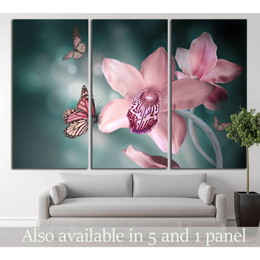 Orchids with a butterfly №729 Ready to Hang Canvas PrintCanvas art arrives ready to hang, with hanging accessories included and no additional framing required. Every canvas print is hand-crafted, made on-demand at our workshop and expertly stretched aroun