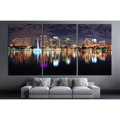 Orlando Lake Eola panorama with office buildings at night №1932 Ready to Hang Canvas PrintCanvas art arrives ready to hang, with hanging accessories included and no additional framing required. Every canvas print is hand-crafted, made on-demand at our wor