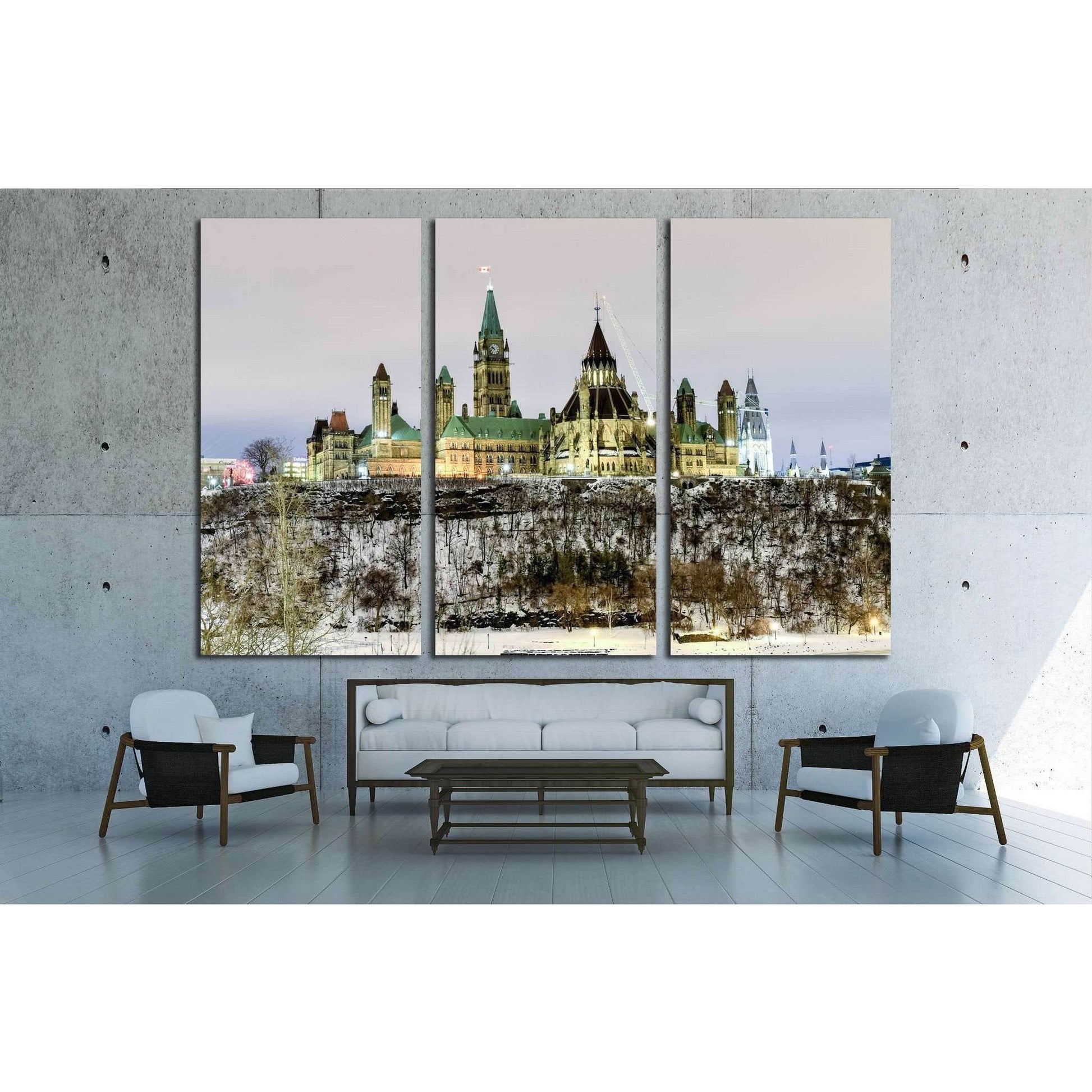 Ottawa, Canada - December 24, 2016 Parliament Hill and the Canadian House of Parliament in Ottawa, Canada during wintertime at night №2018 Ready to Hang Canvas PrintCanvas art arrives ready to hang, with hanging accessories included and no additional fram