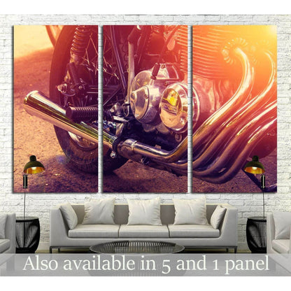 Part of the motorcycle. Close up. Soft lighting effect №1883 Ready to Hang Canvas PrintCanvas art arrives ready to hang, with hanging accessories included and no additional framing required. Every canvas print is hand-crafted, made on-demand at our worksh