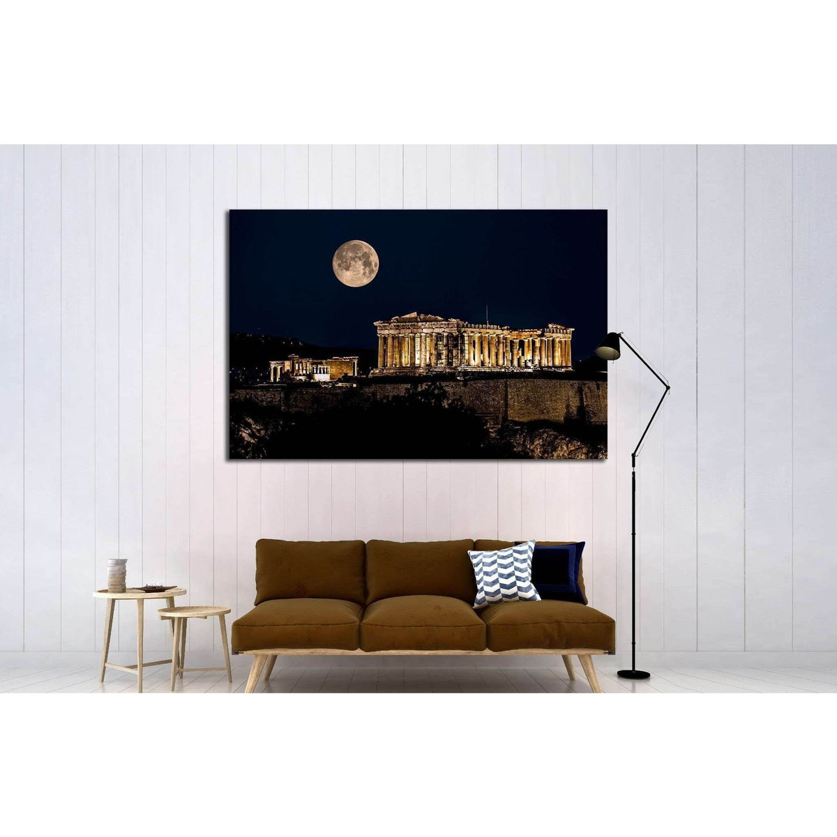 Parthenon of Athens at Night with Full Moon, Greece №2081 Ready to Hang Canvas PrintCanvas art arrives ready to hang, with hanging accessories included and no additional framing required. Every canvas print is hand-crafted, made on-demand at our workshop