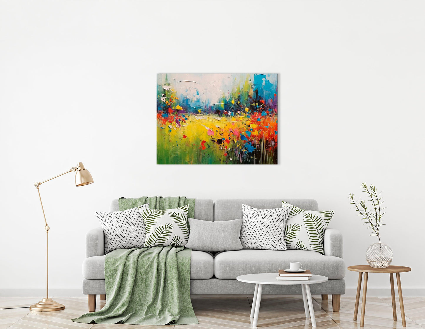 Pastoral Meadow with Colorful Flowers - Canvas Print - Artoholica Ready to Hang Canvas Print