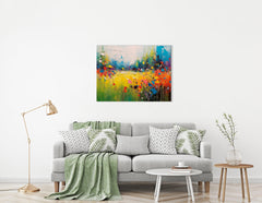 Pastoral Meadow with Colorful Flowers - Canvas Print - Artoholica Ready to Hang Canvas Print