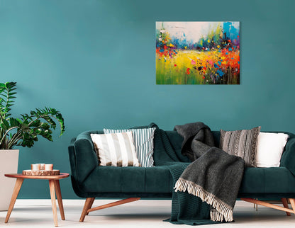 Pastoral Meadow with Colorful Flowers - Canvas Print - Artoholica Ready to Hang Canvas Print