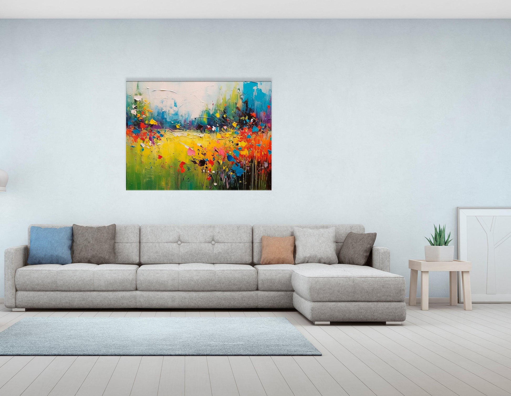 Pastoral Meadow with Colorful Flowers - Canvas Print - Artoholica Ready to Hang Canvas Print