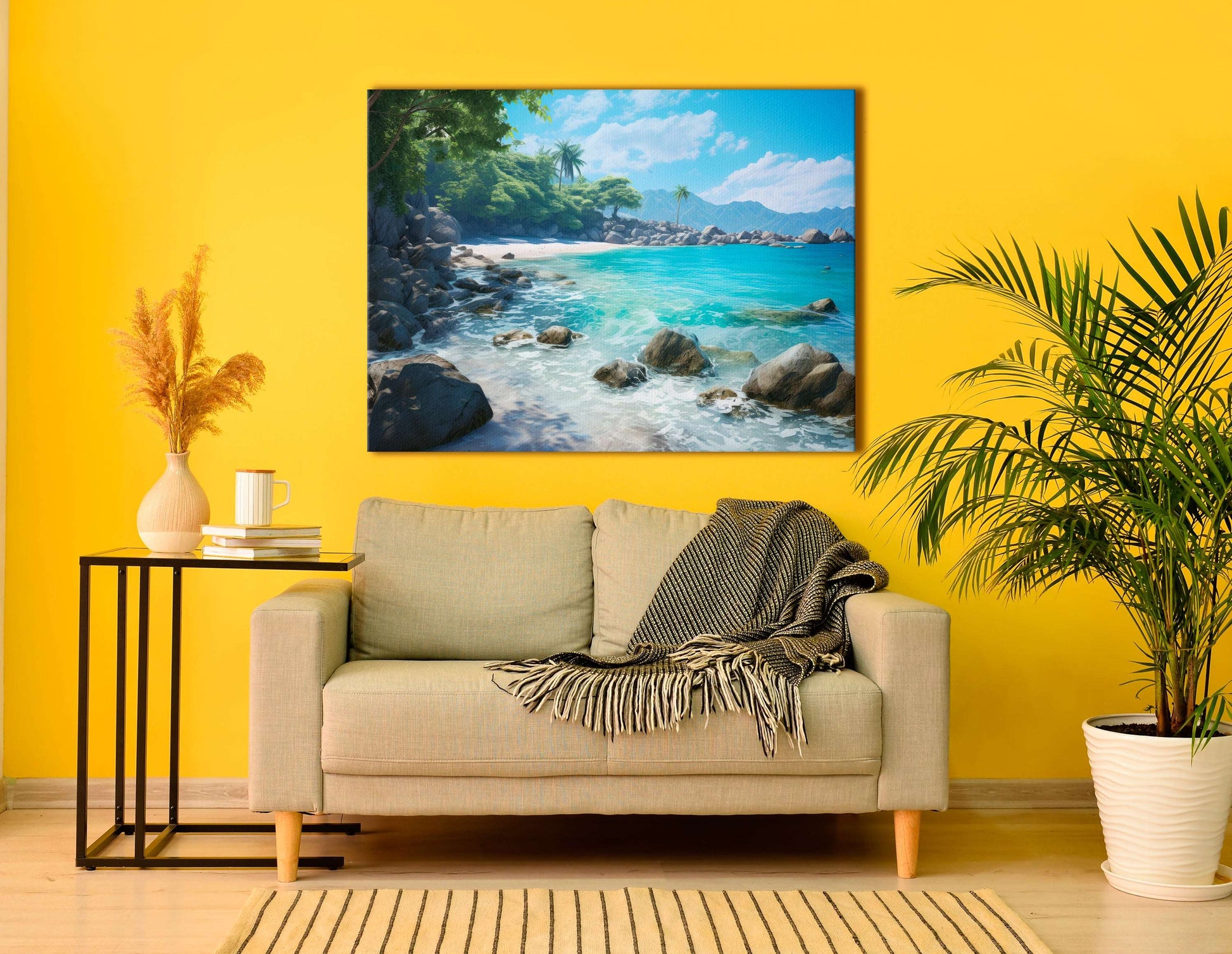 Peaceful Scenery of a Rocky Beach - Canvas Print - Artoholica Ready to Hang Canvas Print