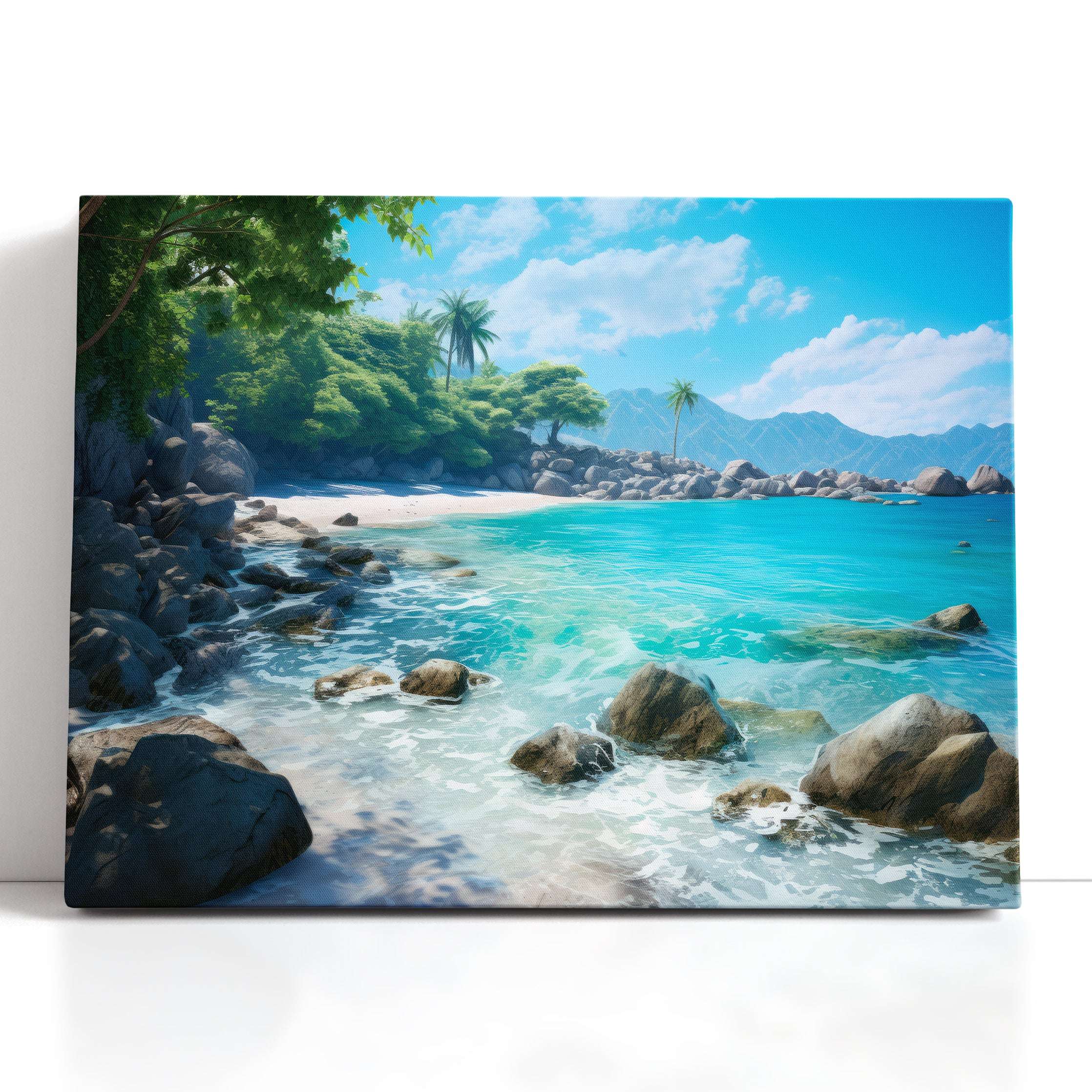 Peaceful Scenery of a Rocky Beach - Canvas Print - Artoholica Ready to Hang Canvas Print