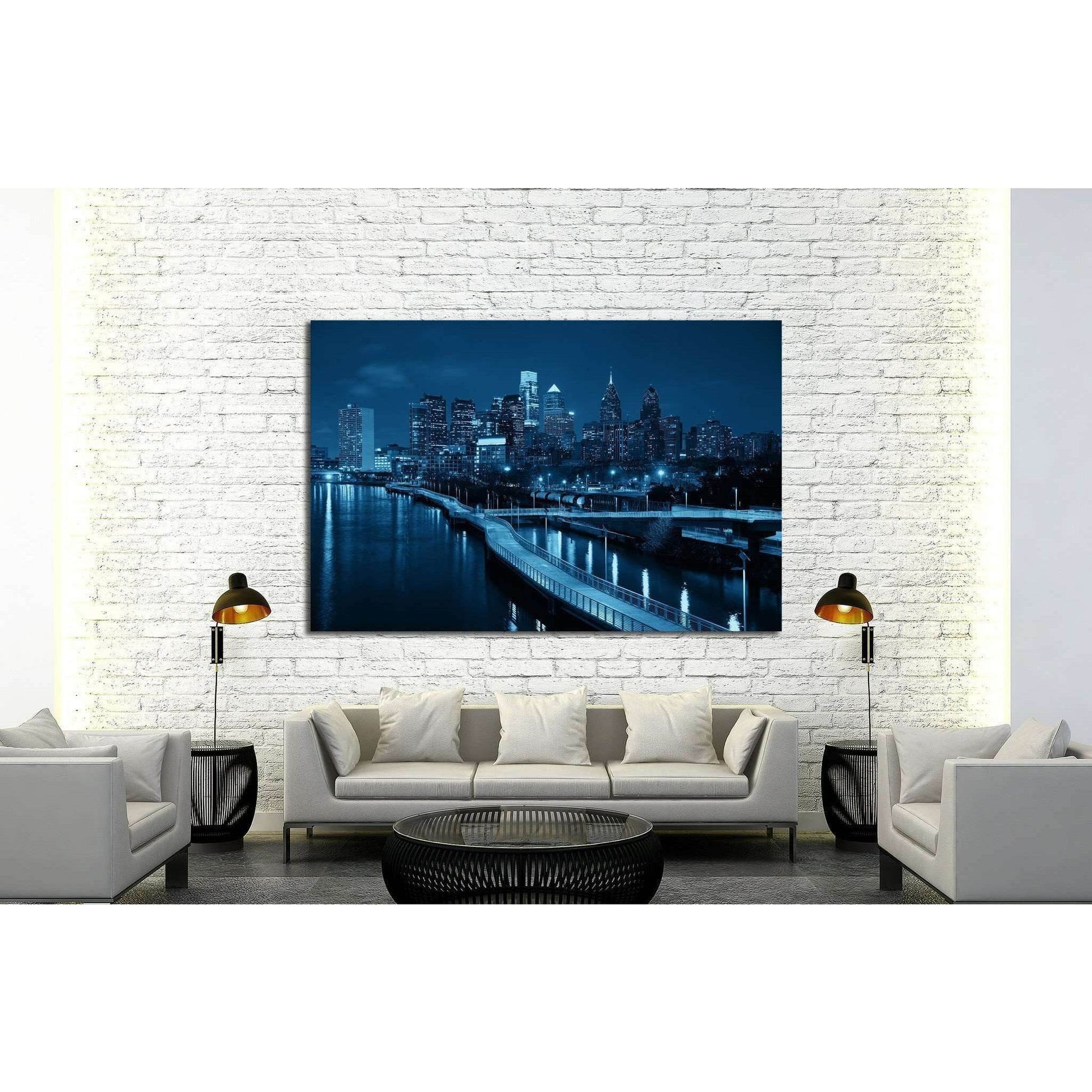 Philadelphia skyline at night with urban architecture №2013 Ready to Hang Canvas PrintCanvas art arrives ready to hang, with hanging accessories included and no additional framing required. Every canvas print is hand-crafted, made on-demand at our worksho