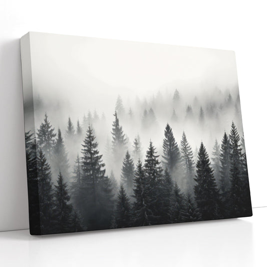Pine Trees Emerging from Mist - Canvas Print - Artoholica Ready to Hang Canvas Print