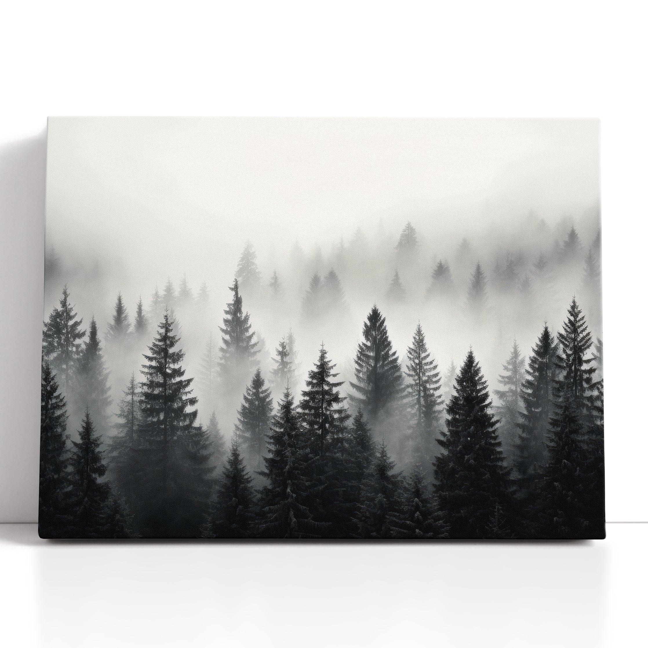 Pine Trees Emerging from Mist - Canvas Print - Artoholica Ready to Hang Canvas Print