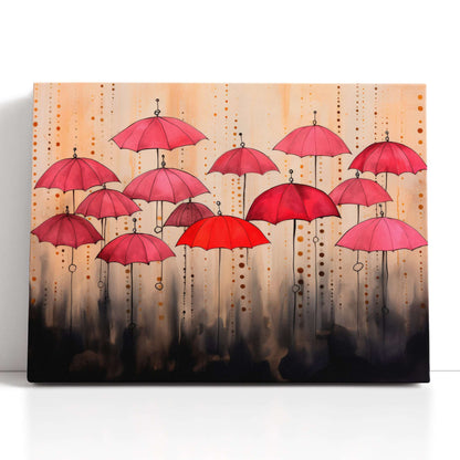 Pink and Red Umbrellas in Urban Fairy Tale - Canvas Print - Artoholica Ready to Hang Canvas Print