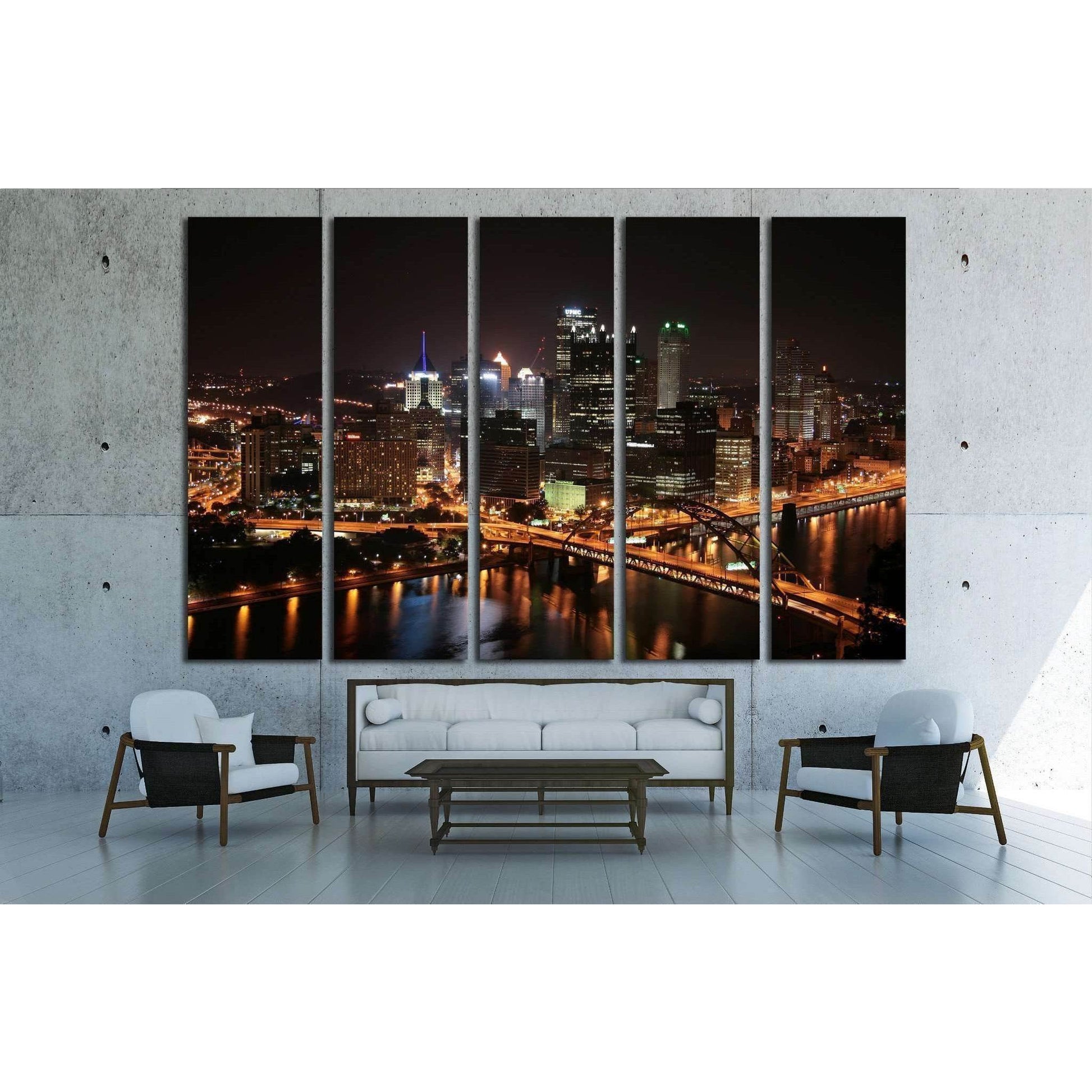 Pittsburgh's skyline from Mount Washington at night №1663 Ready to Hang Canvas PrintCanvas art arrives ready to hang, with hanging accessories included and no additional framing required. Every canvas print is hand-crafted, made on-demand at our workshop