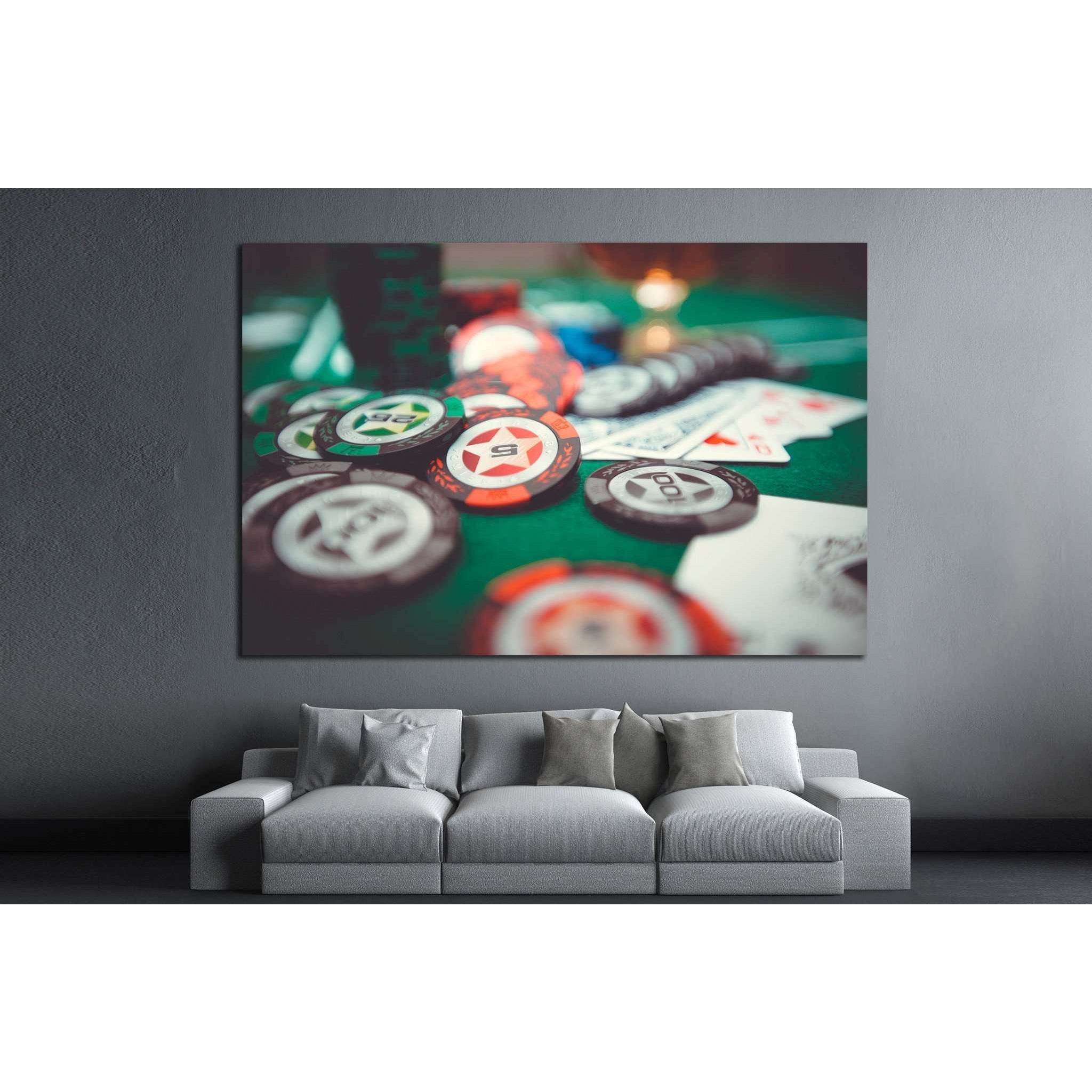 Poker Chips №726 Ready to Hang Canvas PrintCanvas art arrives ready to hang, with hanging accessories included and no additional framing required. Every canvas print is hand-crafted, made on-demand at our workshop and expertly stretched around 100% North