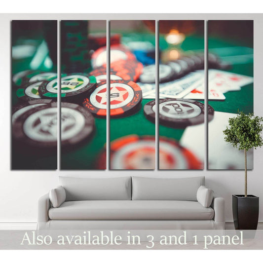 Poker Chips №726 Ready to Hang Canvas PrintCanvas art arrives ready to hang, with hanging accessories included and no additional framing required. Every canvas print is hand-crafted, made on-demand at our workshop and expertly stretched around 100% North