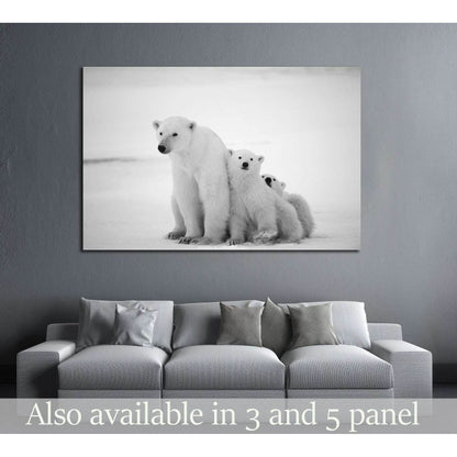 Polar she-bear with cubs. A Polar she-bear with two small bear cubs. Around snow №2338 Ready to Hang Canvas PrintCanvas art arrives ready to hang, with hanging accessories included and no additional framing required. Every canvas print is hand-crafted, ma