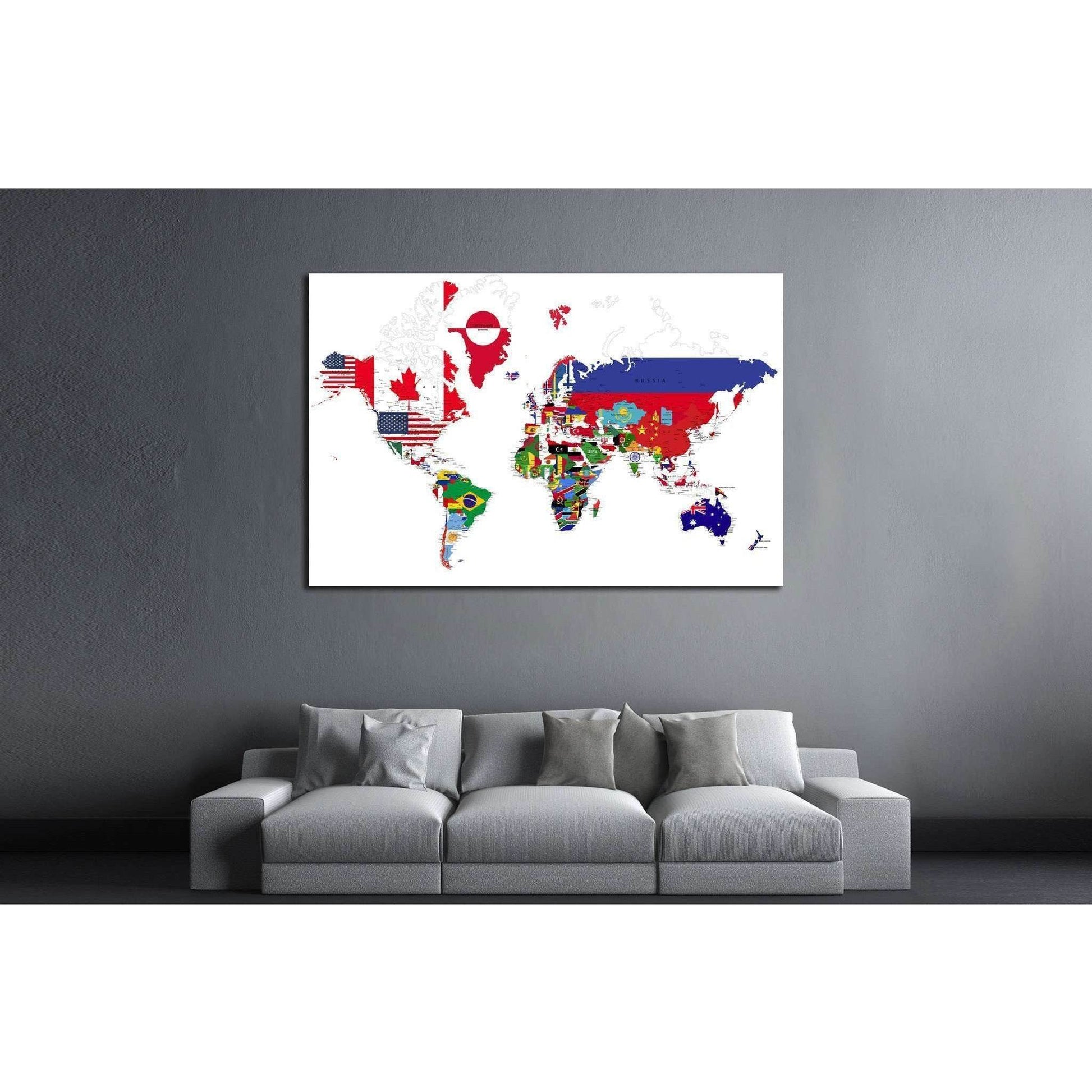 Political map of the world with country flags №1929 Ready to Hang Canvas PrintCanvas art arrives ready to hang, with hanging accessories included and no additional framing required. Every canvas print is hand-crafted, made on-demand at our workshop and ex