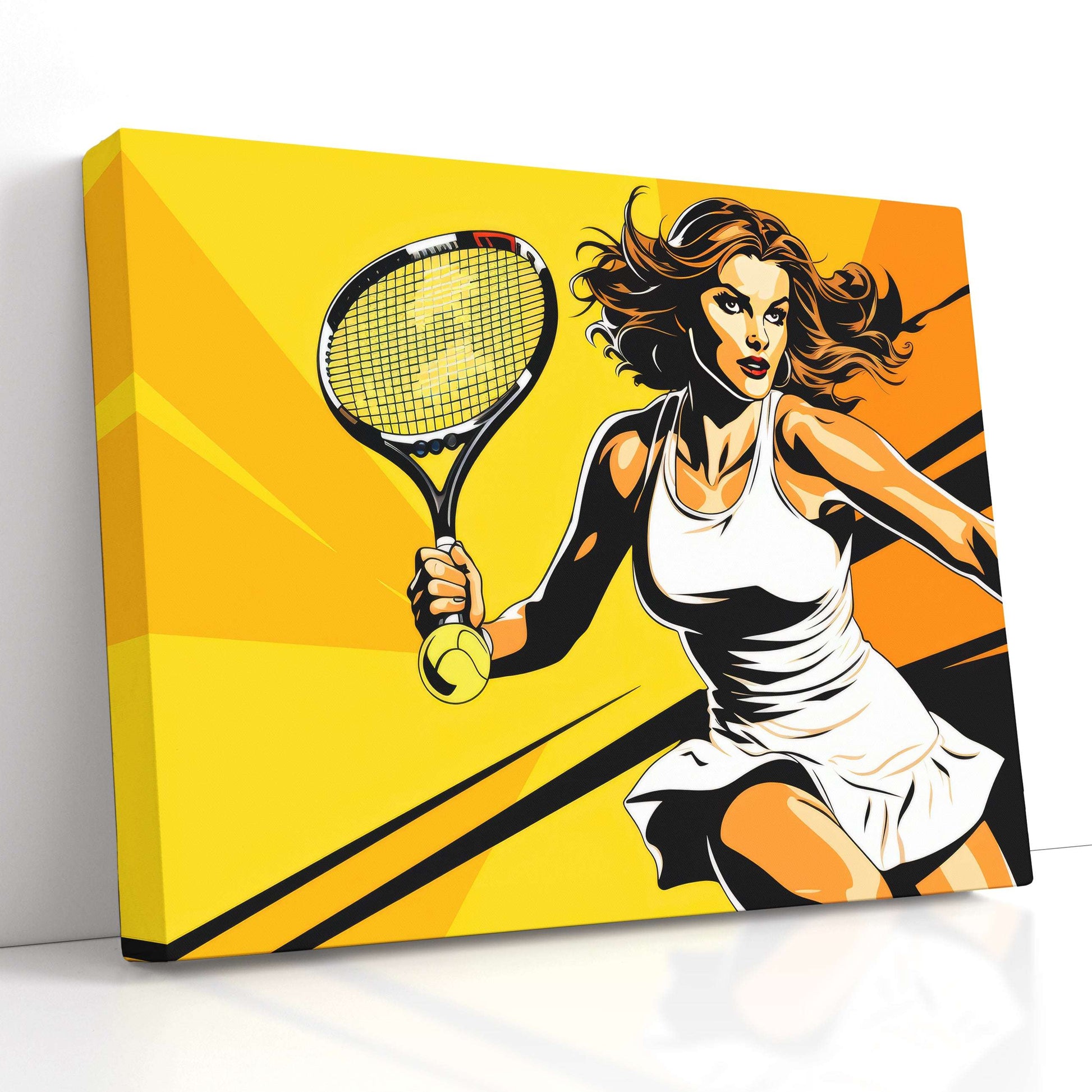 Pop Art Woman Playing Tennis - Canvas Print - Artoholica Ready to Hang Canvas Print