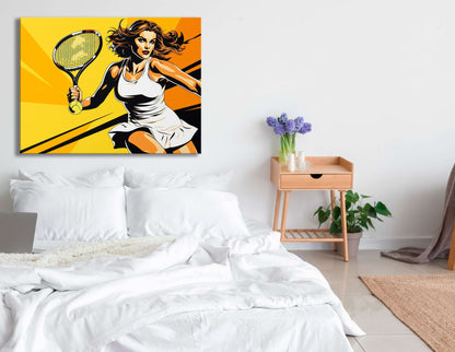 Pop Art Woman Playing Tennis - Canvas Print - Artoholica Ready to Hang Canvas Print