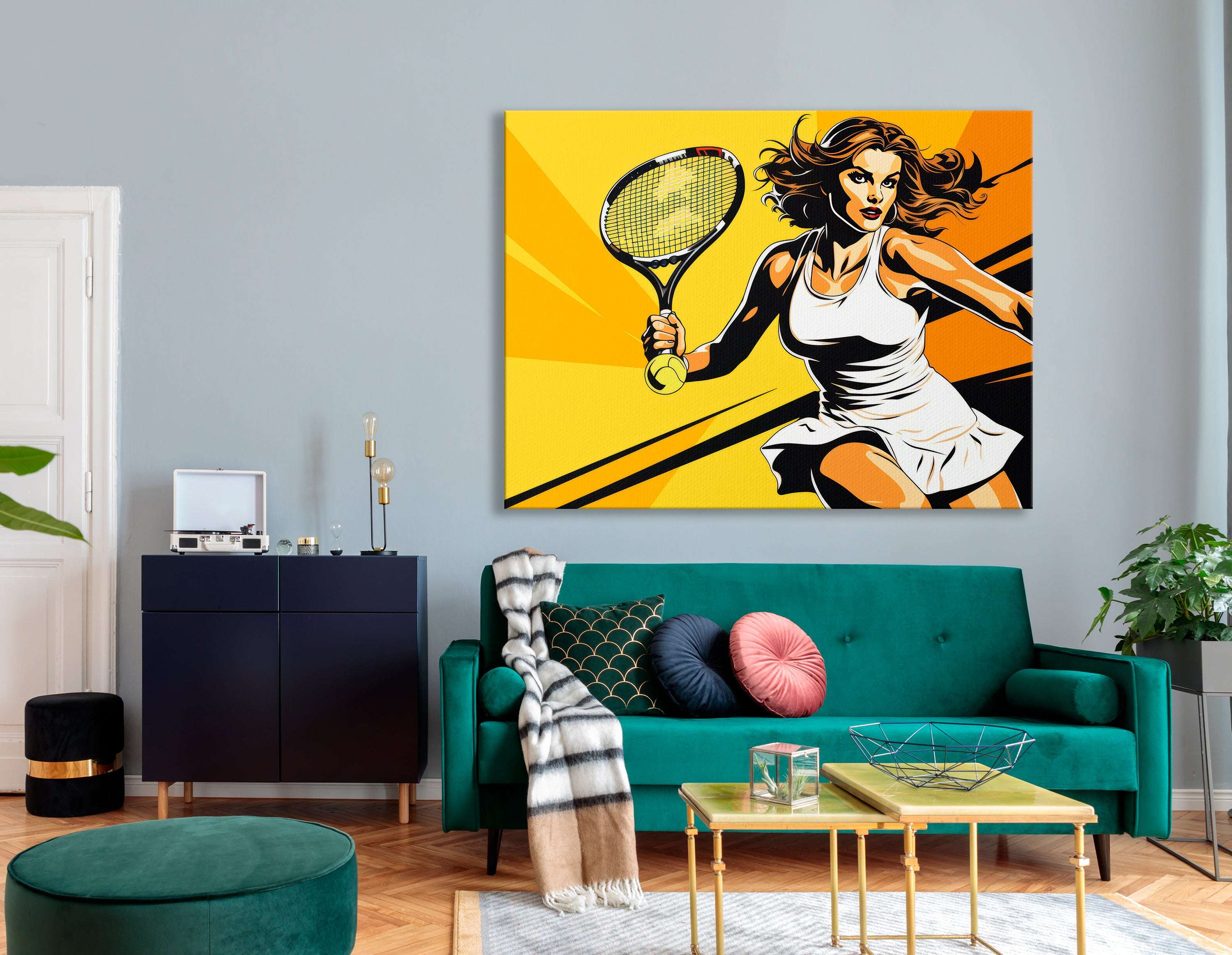 Pop Art Woman Playing Tennis - Canvas Print - Artoholica Ready to Hang Canvas Print