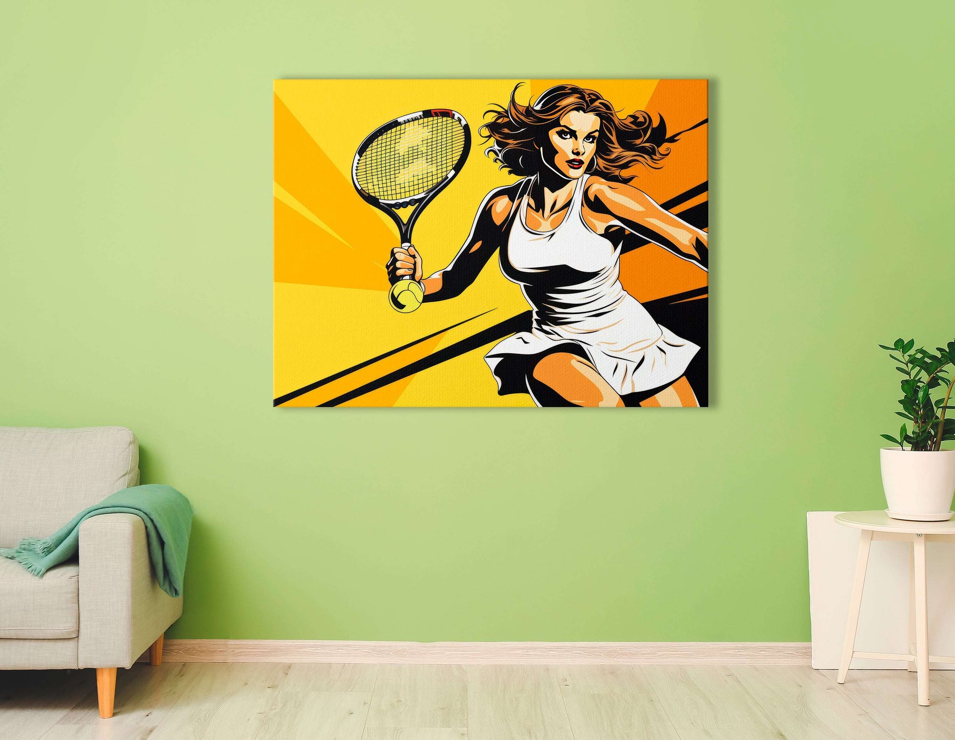 Pop Art Woman Playing Tennis - Canvas Print - Artoholica Ready to Hang Canvas Print