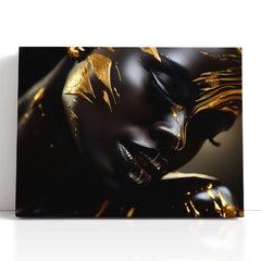 Portrait of a Graceful Black Lady covered in Gold - Canvas Print - Artoholica Ready to Hang Canvas Print