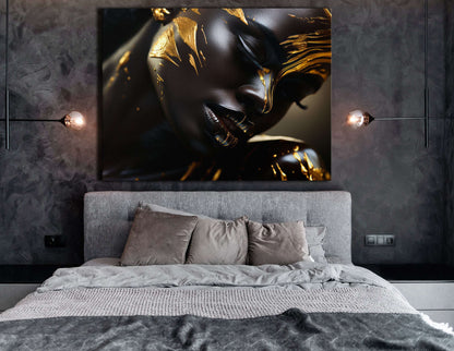 Portrait of a Graceful Black Lady covered in Gold - Canvas Print - Artoholica Ready to Hang Canvas Print