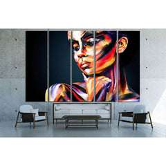 Portrait of the bright beautiful girl with art colorful make-up and bodyart №2763 Ready to Hang Canvas PrintCanvas art arrives ready to hang, with hanging accessories included and no additional framing required. Every canvas print is hand-crafted, made on