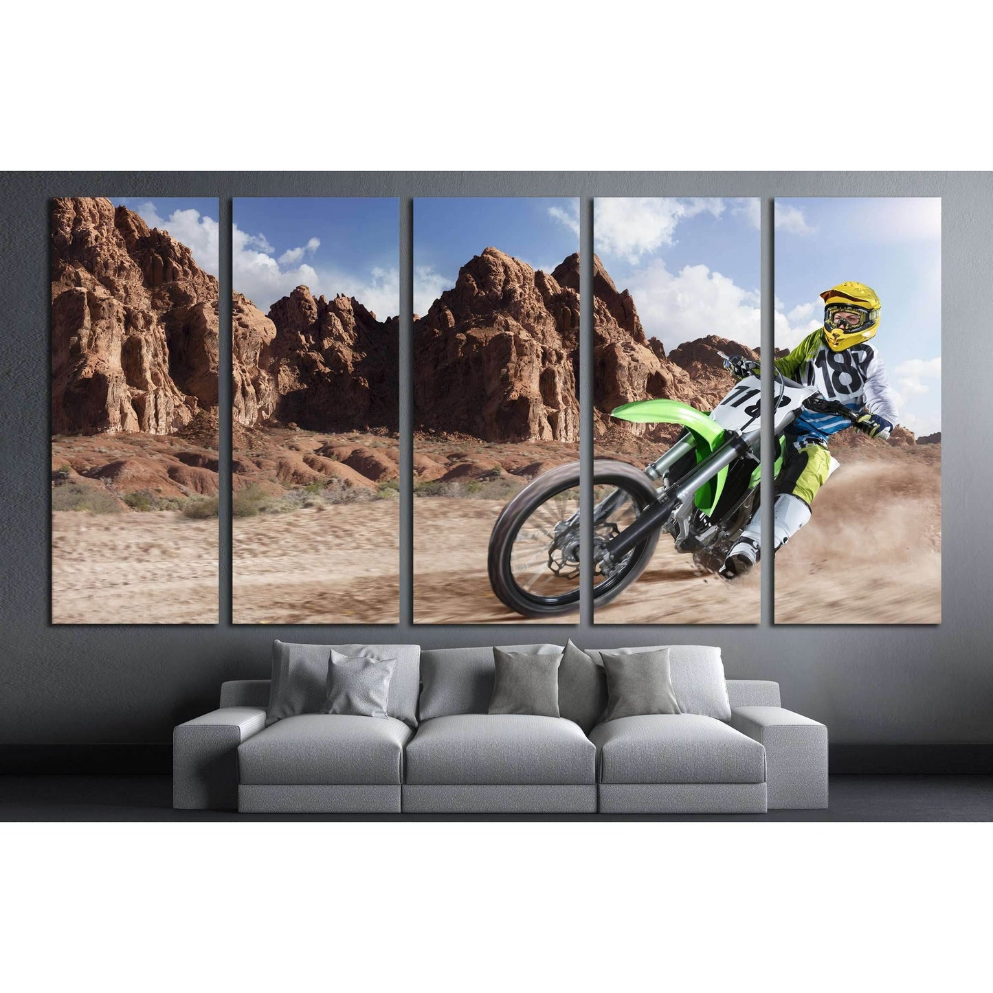 Professional dirt bike rider racing on the desert №1888 Ready to Hang Canvas PrintCanvas art arrives ready to hang, with hanging accessories included and no additional framing required. Every canvas print is hand-crafted, made on-demand at our workshop an