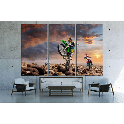 Professional dirt bike riders on top of vulcan №1890 Ready to Hang Canvas PrintCanvas art arrives ready to hang, with hanging accessories included and no additional framing required. Every canvas print is hand-crafted, made on-demand at our workshop and e