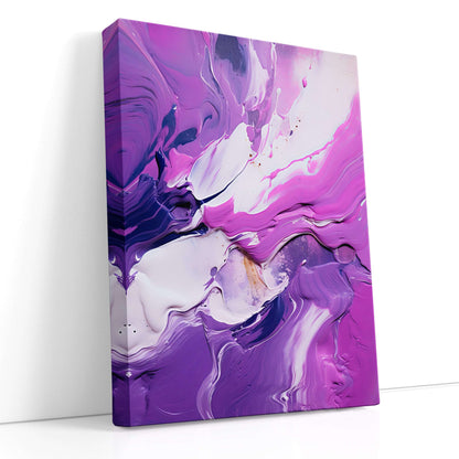 Purple Abstract with White Swirls - Canvas Print - Artoholica Ready to Hang Canvas Print