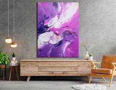 Purple Abstract with White Swirls - Canvas Print - Artoholica Ready to Hang Canvas Print