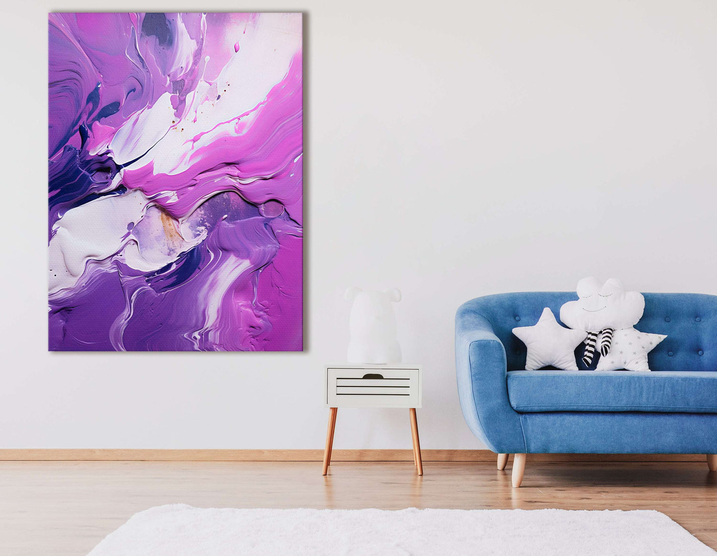 Purple Abstract with White Swirls - Canvas Print - Artoholica Ready to Hang Canvas Print