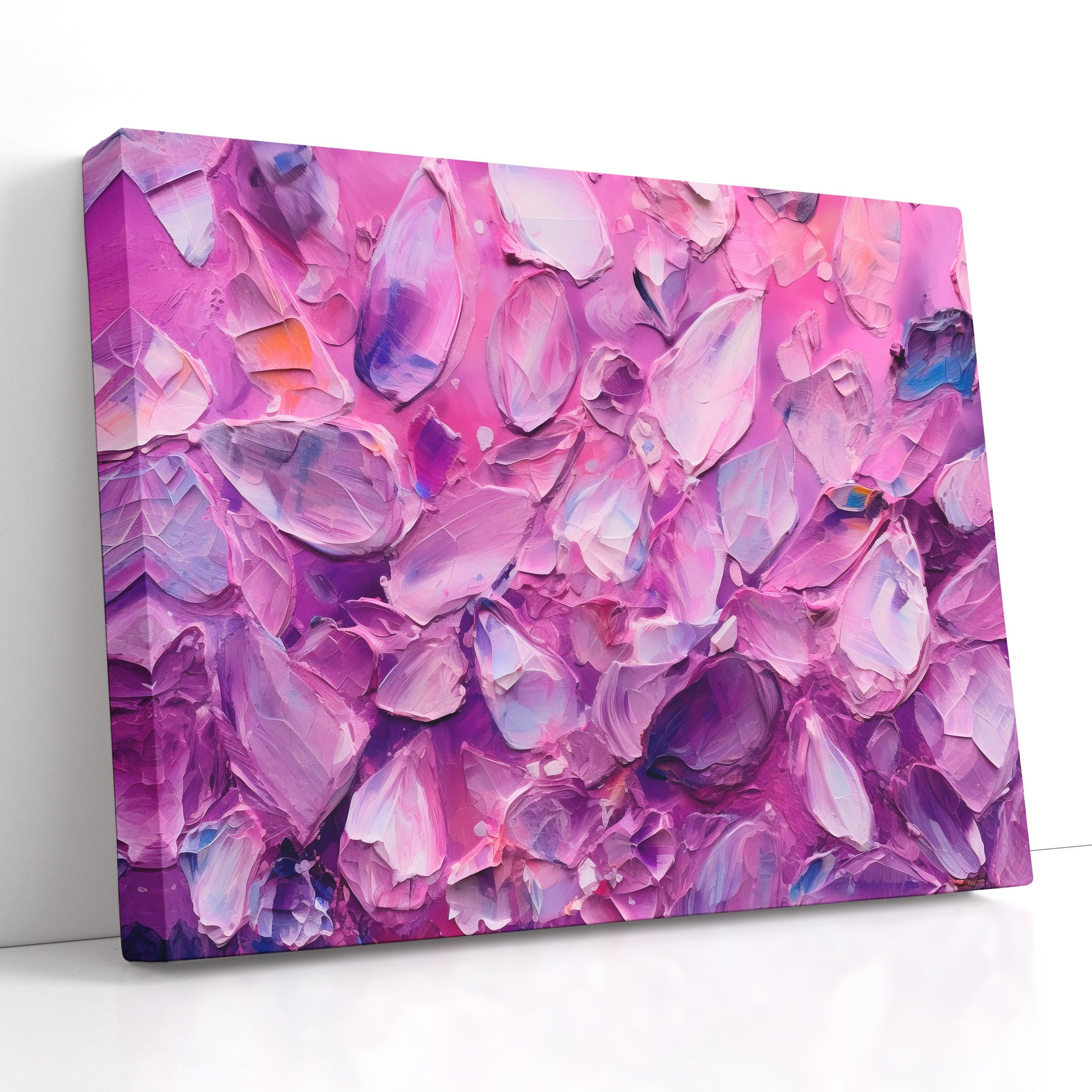 Purple Crystals and Gemstones on Pink - Canvas Print - Artoholica Ready to Hang Canvas Print