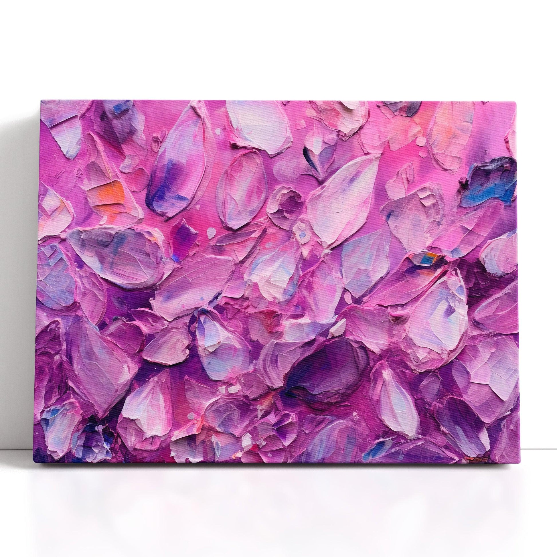 Purple Crystals and Gemstones on Pink - Canvas Print - Artoholica Ready to Hang Canvas Print