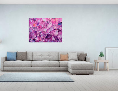 Purple Crystals and Gemstones on Pink - Canvas Print - Artoholica Ready to Hang Canvas Print