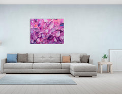 Purple Crystals and Gemstones on Pink - Canvas Print - Artoholica Ready to Hang Canvas Print